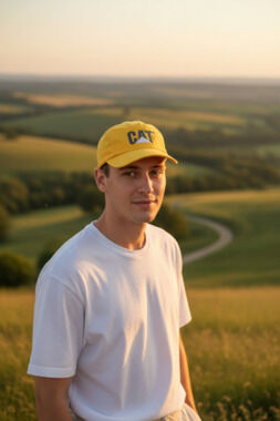 "Cat" Caterpillar Brand Baseball Cap Yellow Adjustable Hook & Loop Fastener
